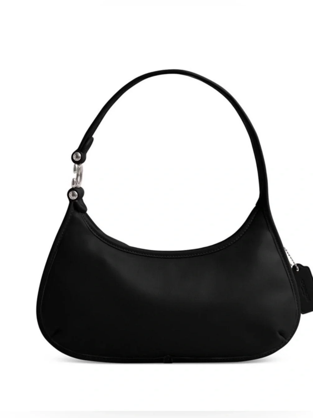 Coach Eve Shoulder Bag in black leather with silver-tone hardware